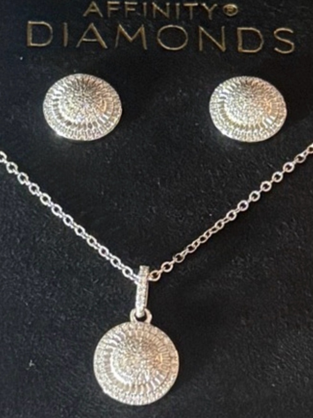 NIB  Affinity Diamonds Sterling Silver 0.33ctw Necklace & Stud Earrings Set